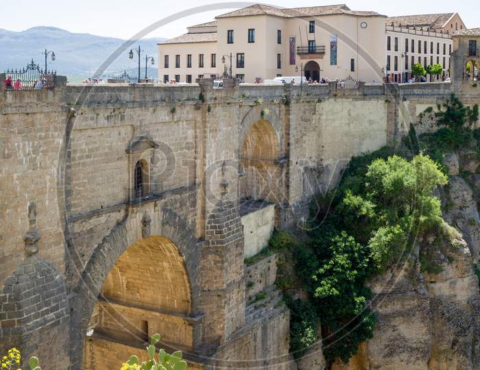 Ronda, Andalucia/Spain - May 8 : View Of The New Bridge In Ronda Spain On May 8, 2014. Unidentified People.