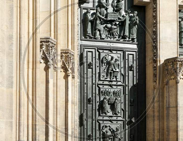 Doors Of St Vitus Cathedral In Prague