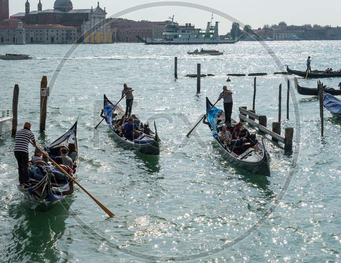 Gondolas Entering The Grand Canal Venice