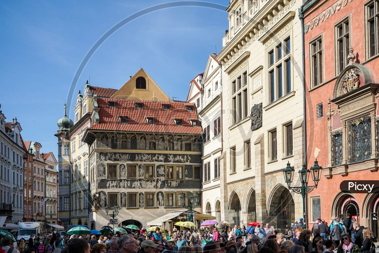 People Waiting For The Astronomical Clock In Prague