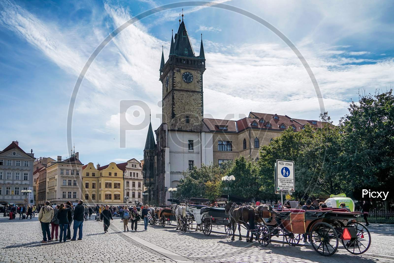 Horses And Carriages In The Old Town Square In Prague