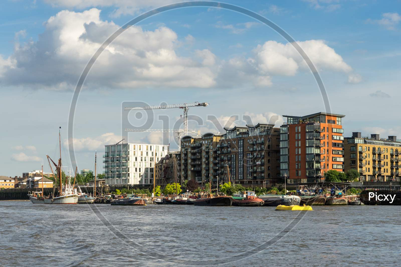 Thames Barge Moored On The River Thames