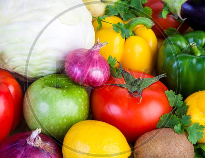 Close-Up Of Fruits And Vegetables.
