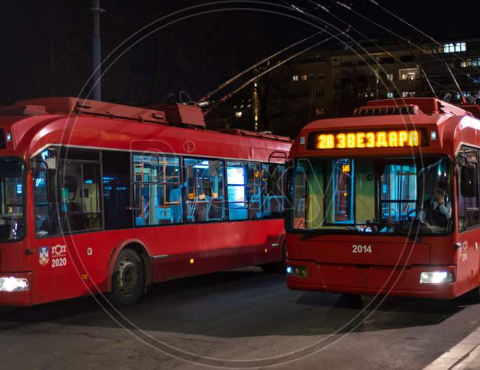 Trolleybuses Of The Public Transport Company Gsp Beograd In Belgrade, Serbia