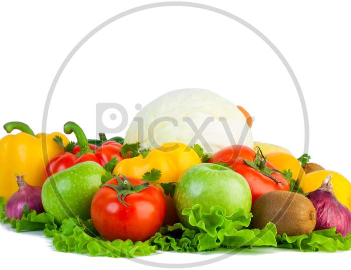 Fresh Vegetables On Isolated