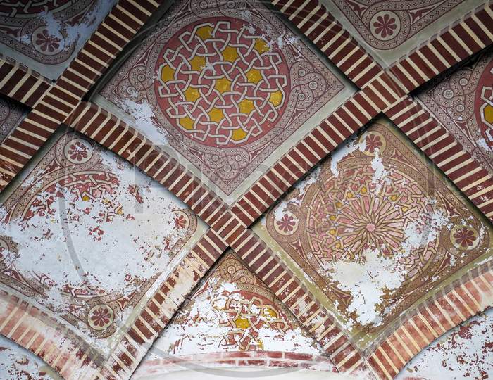 View Of A Ceiling In The Alcazaba Fort And Palace In Malaga