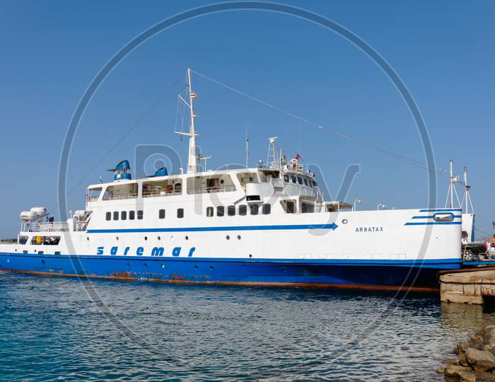 Arbatax Car Ferry In Dock At Palau Sardinia