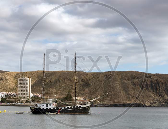 Yacht Moored In Los Christianos Harbour Tenerife