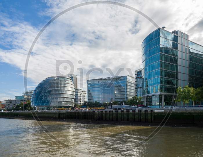 City Hall And Other Modern Buildings Along The River Thames