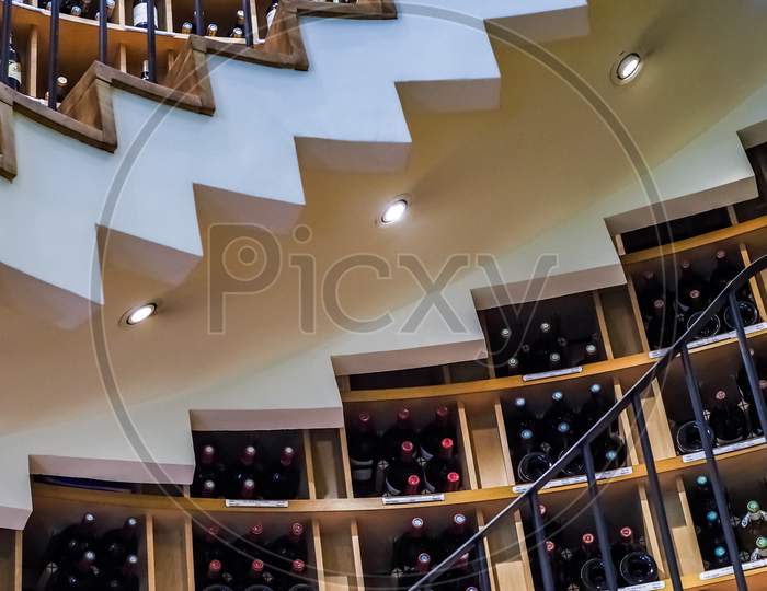 Interior View Of L'Intendant Wine Shop In Bordeaux
