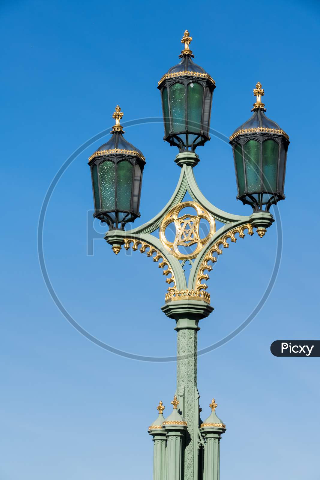 Ornate Lamps On Westminster Bridge In London