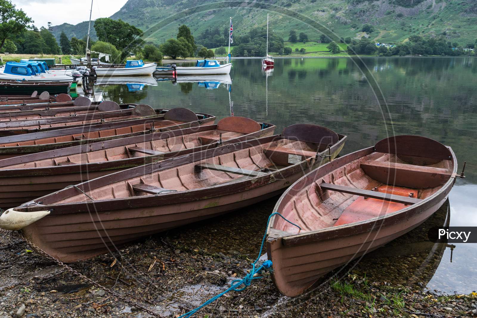 Rowing Boats Moored At Ullswater