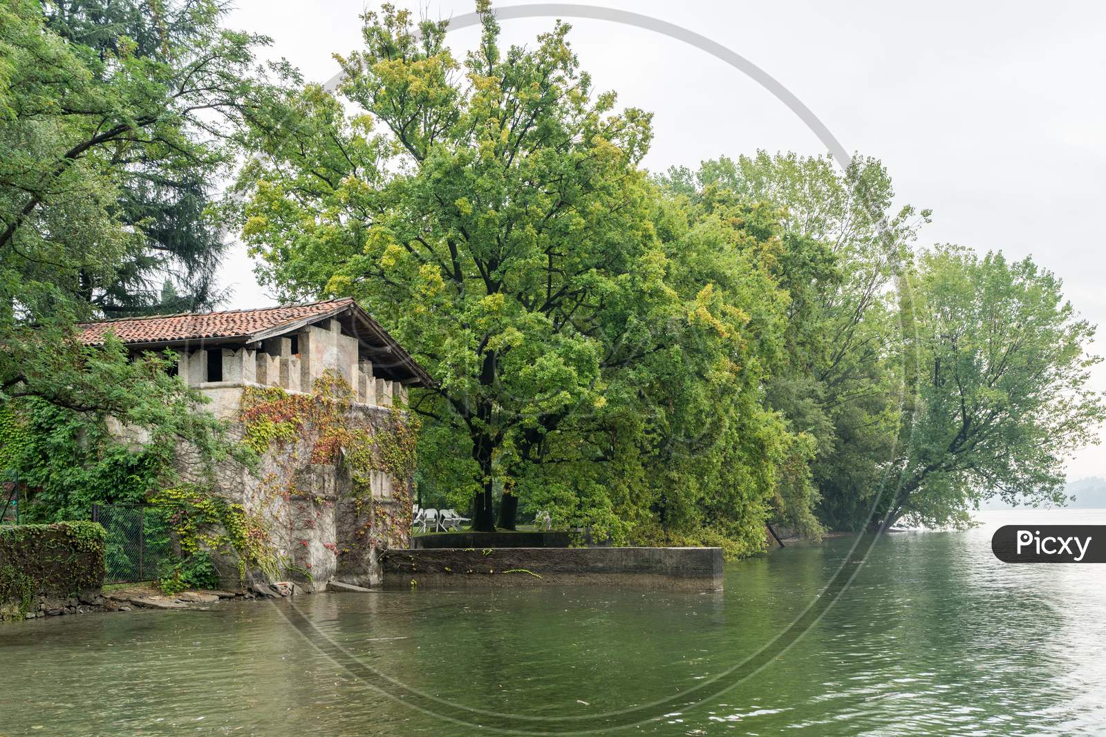 Boathouse At Lesa Lake Maggiore Piedmont Italy