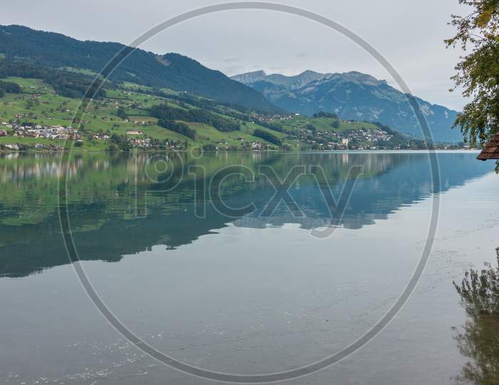 View Of The Sarnersee From Sachseln Obwalden In Switzerland