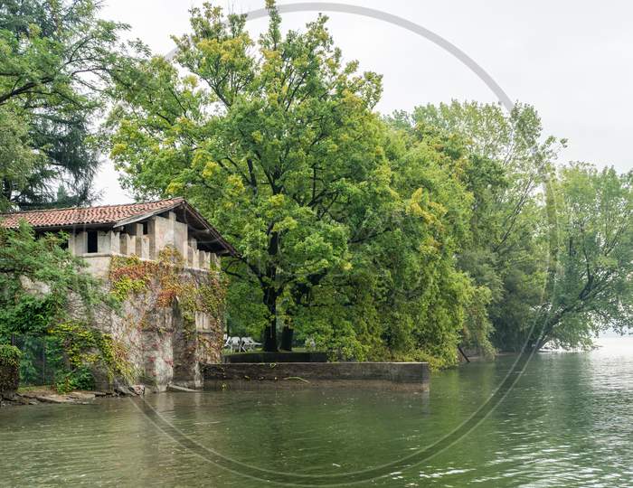 Boathouse At Lesa Lake Maggiore Piedmont Italy