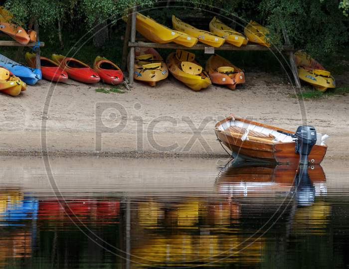 Rowing Boat Moored On Loch Insh