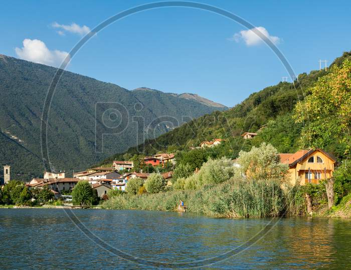Small Village Of San Felice On Lake Endine Near Bergamo