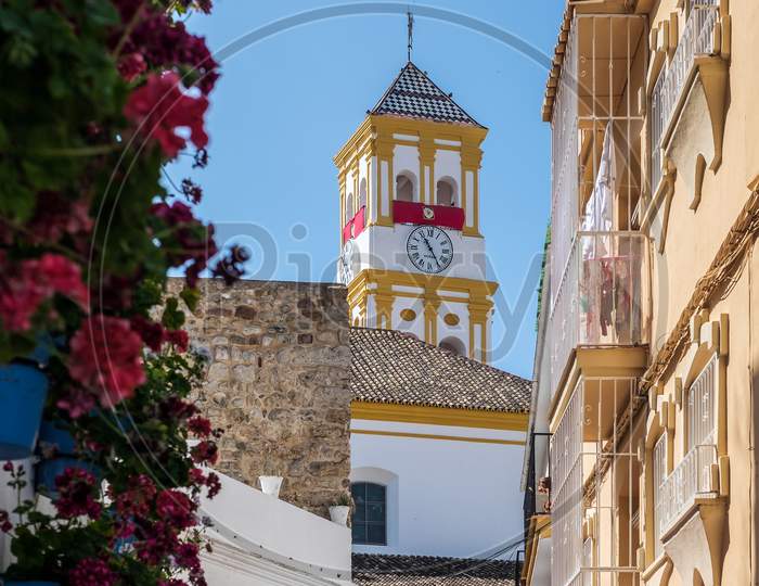 View Down Side Streets To The Church Of The Encarnacion In Marbella