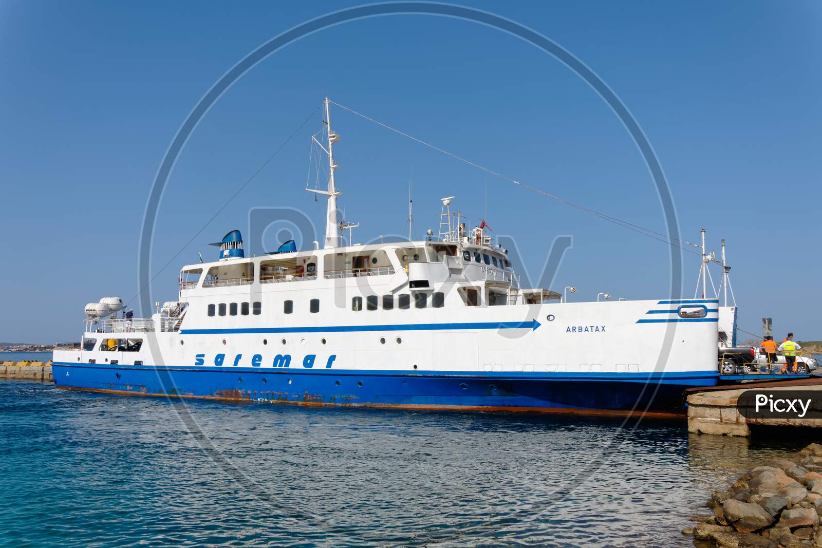 Arbatax Car Ferry In Dock At Palau Sardinia