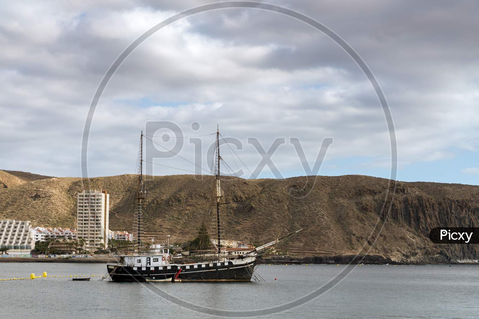 Yacht Moored In Los Christianos Harbour Tenerife