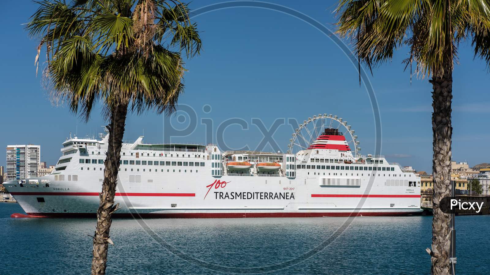 View Of A Cruise Ship Docked In Malaga Harbour