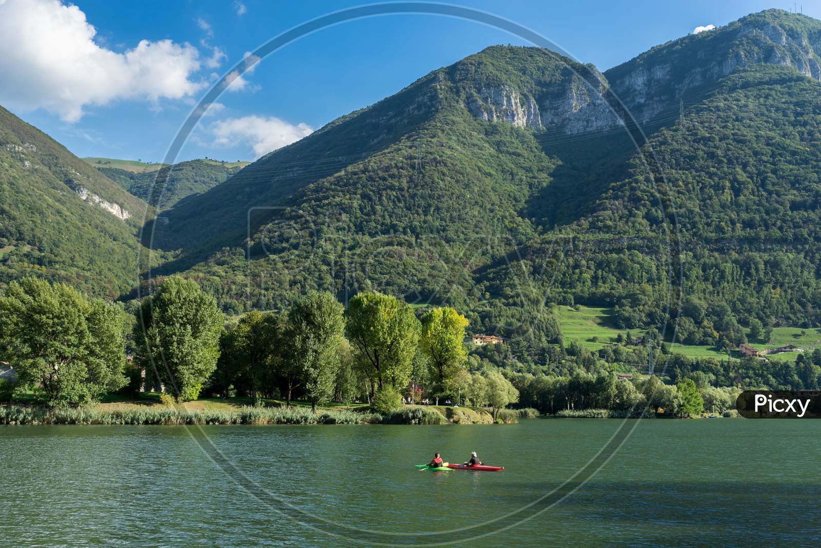 People Kayaking On Lake Endine Near Bergamo