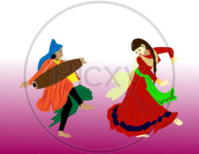 Bidri Rajasthani Artwork Dancing People Celebrating Life Vector Illustration Image