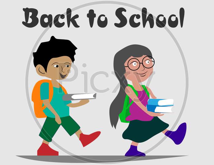 Young Indian kids feeling happy while going back to school. Back to school after corona virus concept