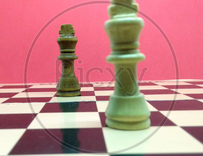 Chess concept of business, job or market showing different pose like fighter, leader, discipline, out of the box, in the air, opponent win