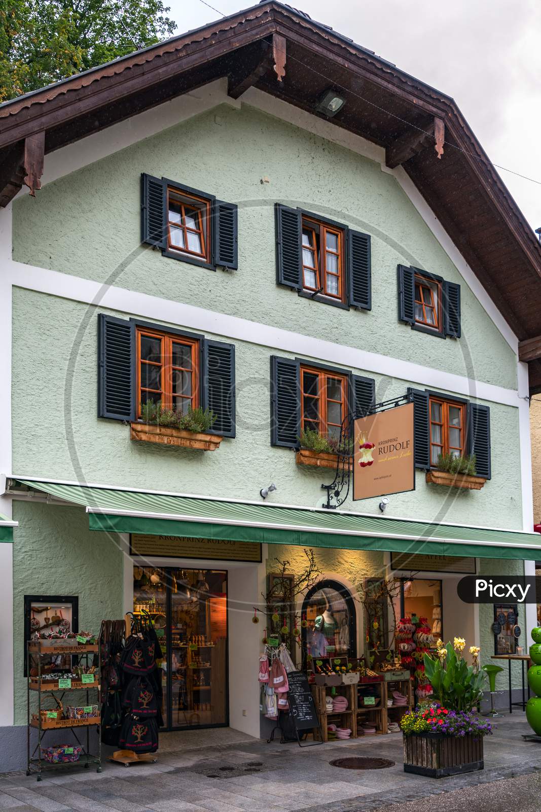 Green Painted Building And Shop In St Wolfgang
