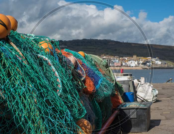 Fishing Nets On The Quay At Lyme Regis