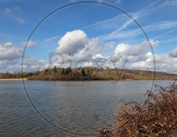 View Of Ardingly Reservoir On A Sunny Winter'S Day