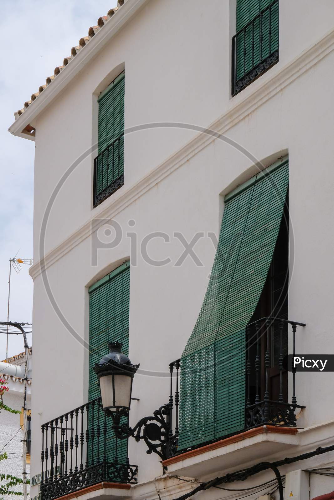 Marbella, Andalucia/Spain - July 6 : Green Blinds Over Balconies In The Old Town Of Marbella Spain On July 6, 2017