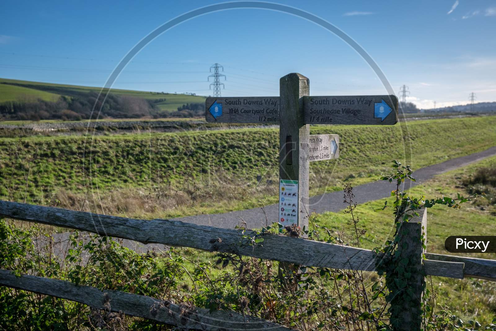 Image Of Southease East Sussexuk December 4 View Of The South Downs Way Signpost At