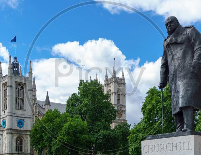 London - July 30 : Statue Of Winston Churchill In London On July 30, 2017