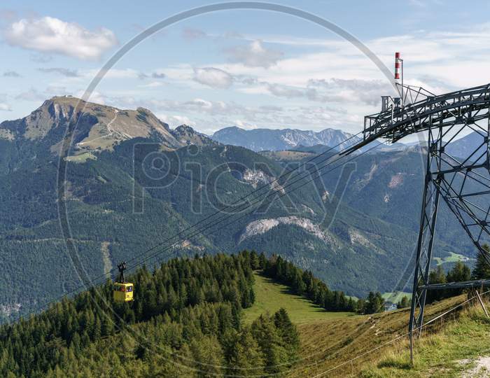 Zwolferhorn Mountain Cable Car Running Down To St Gilgen