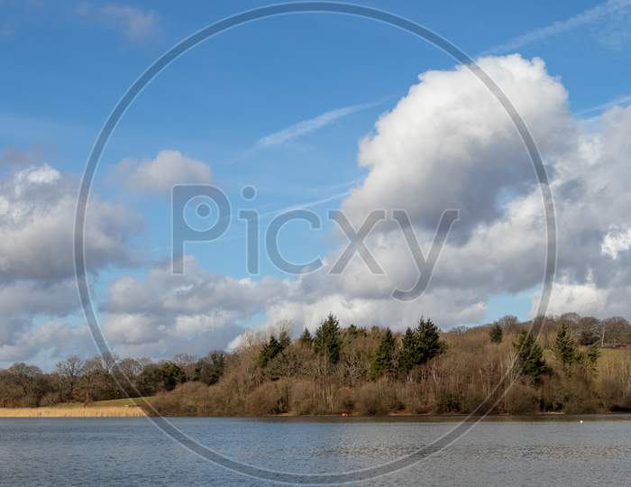 View Of Ardingly Reservoir On A Sunny Winter'S Day