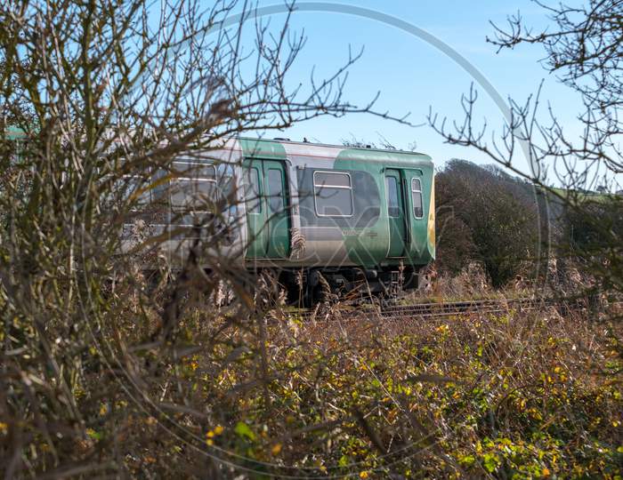 Southease, East Sussex/Uk - December 4 : Train Leaving Southease Railway Station In East Sussex On December 4, 2018