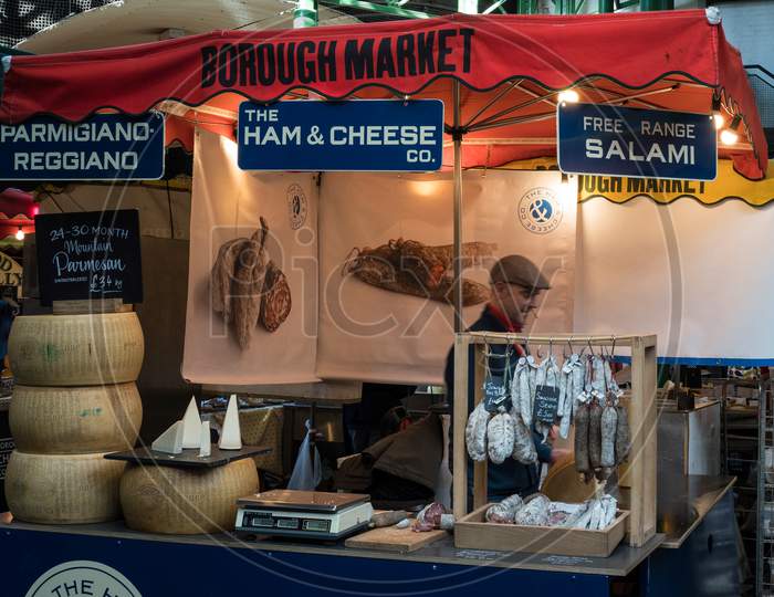Cheese And Sausages For Sale In Borough Market