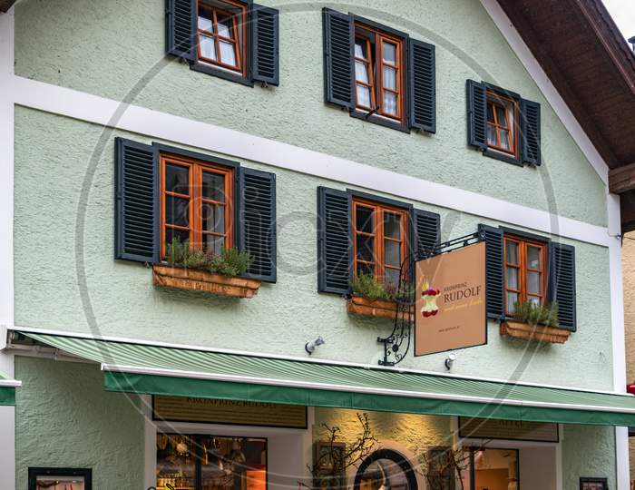 Green Painted Building And Shop In St Wolfgang
