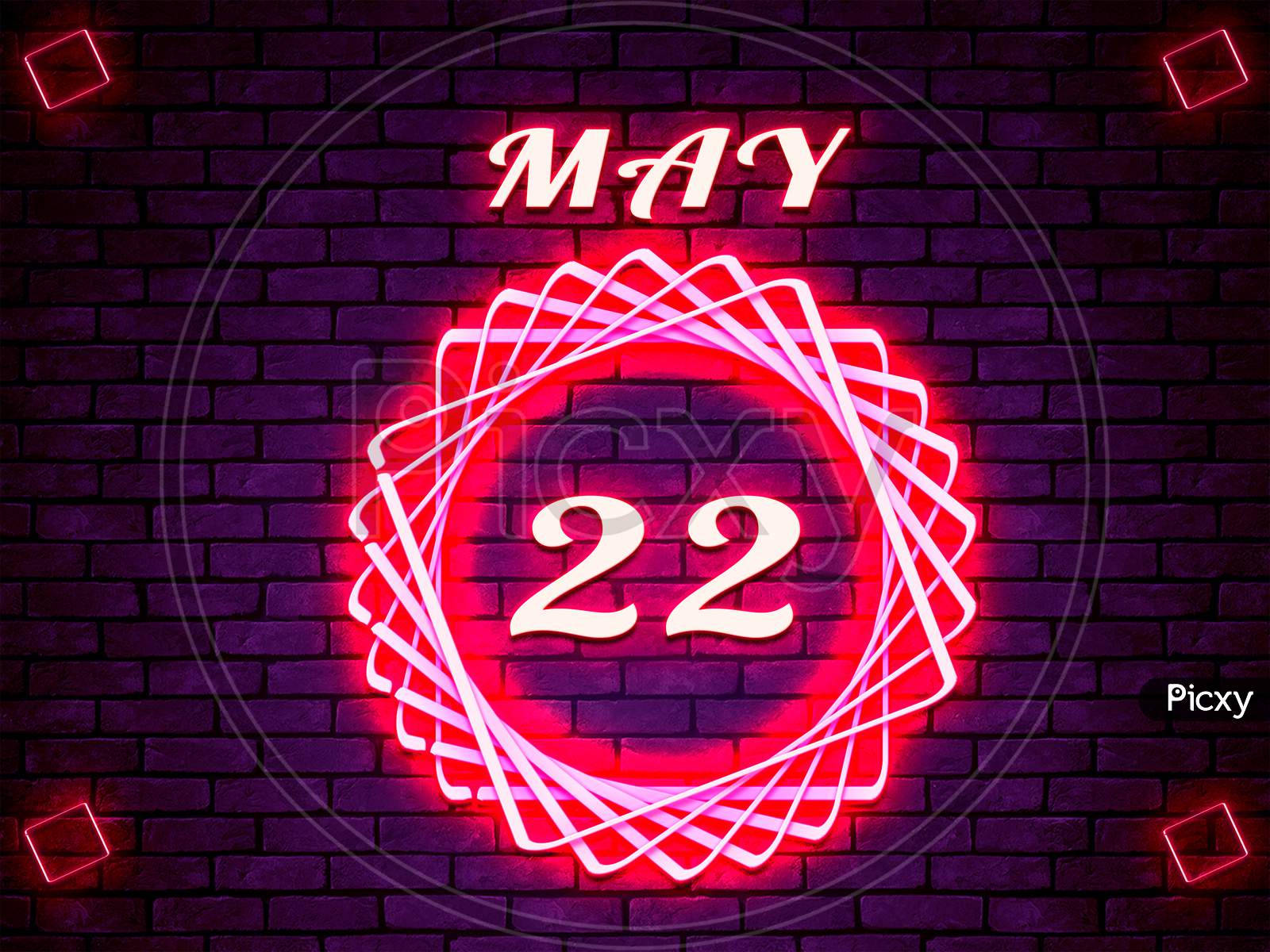 22 May, Monthly Calendar On Bricks Background