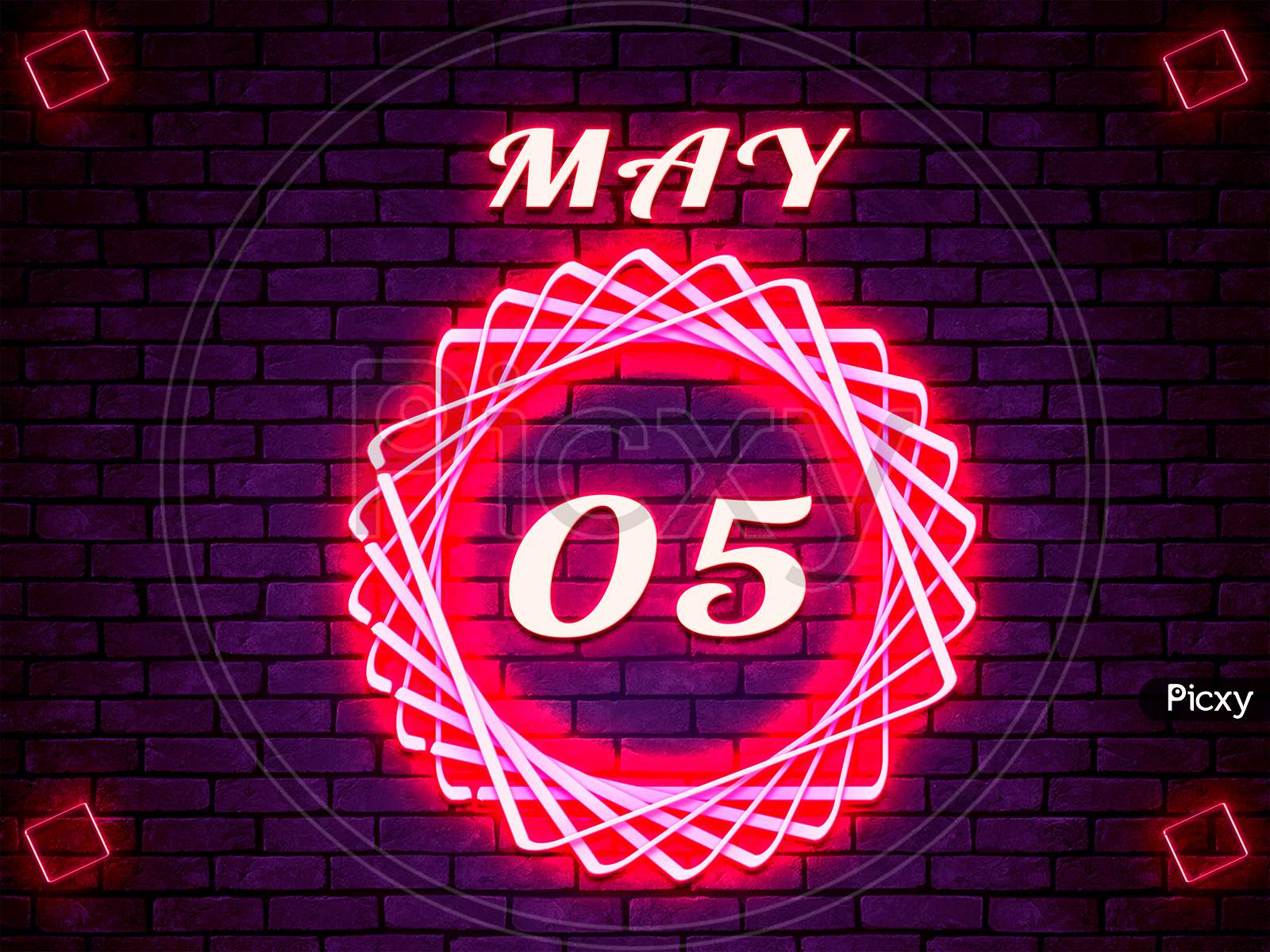 05 May, Monthly Calendar On Bricks Background
