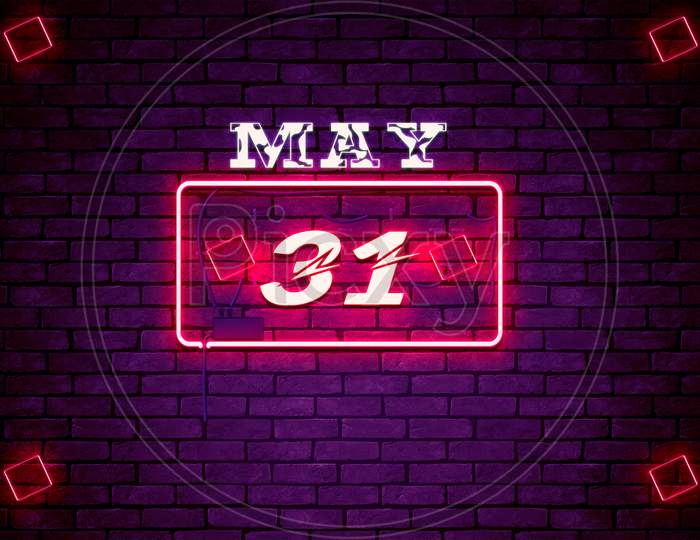 31 May, Monthly Calendar On Bricks Background