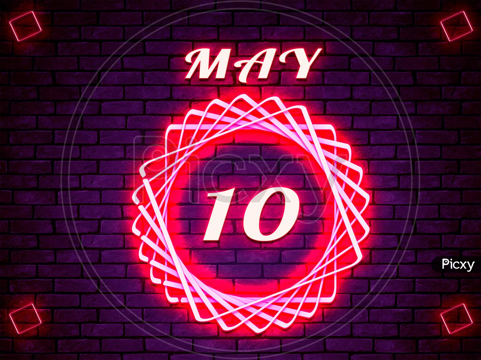 10 May, Monthly Calendar On Bricks Background