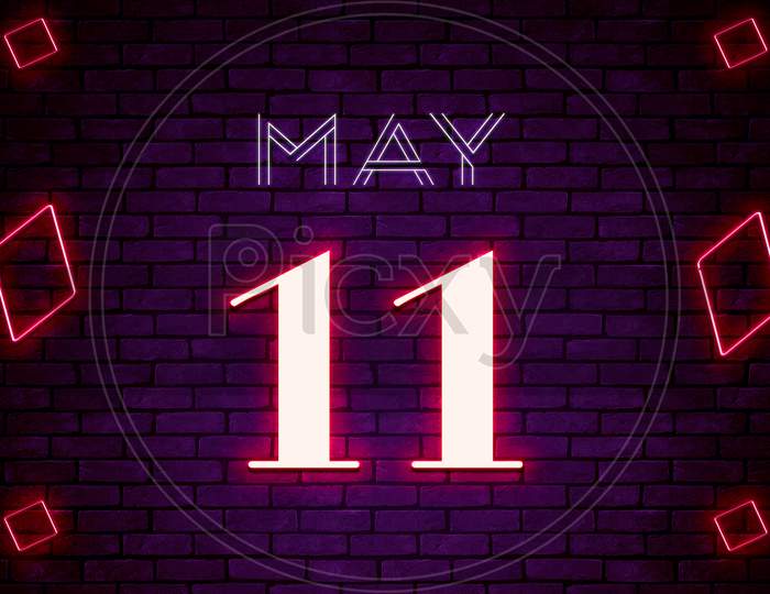 11 May, Monthly Calendar On Bricks Background