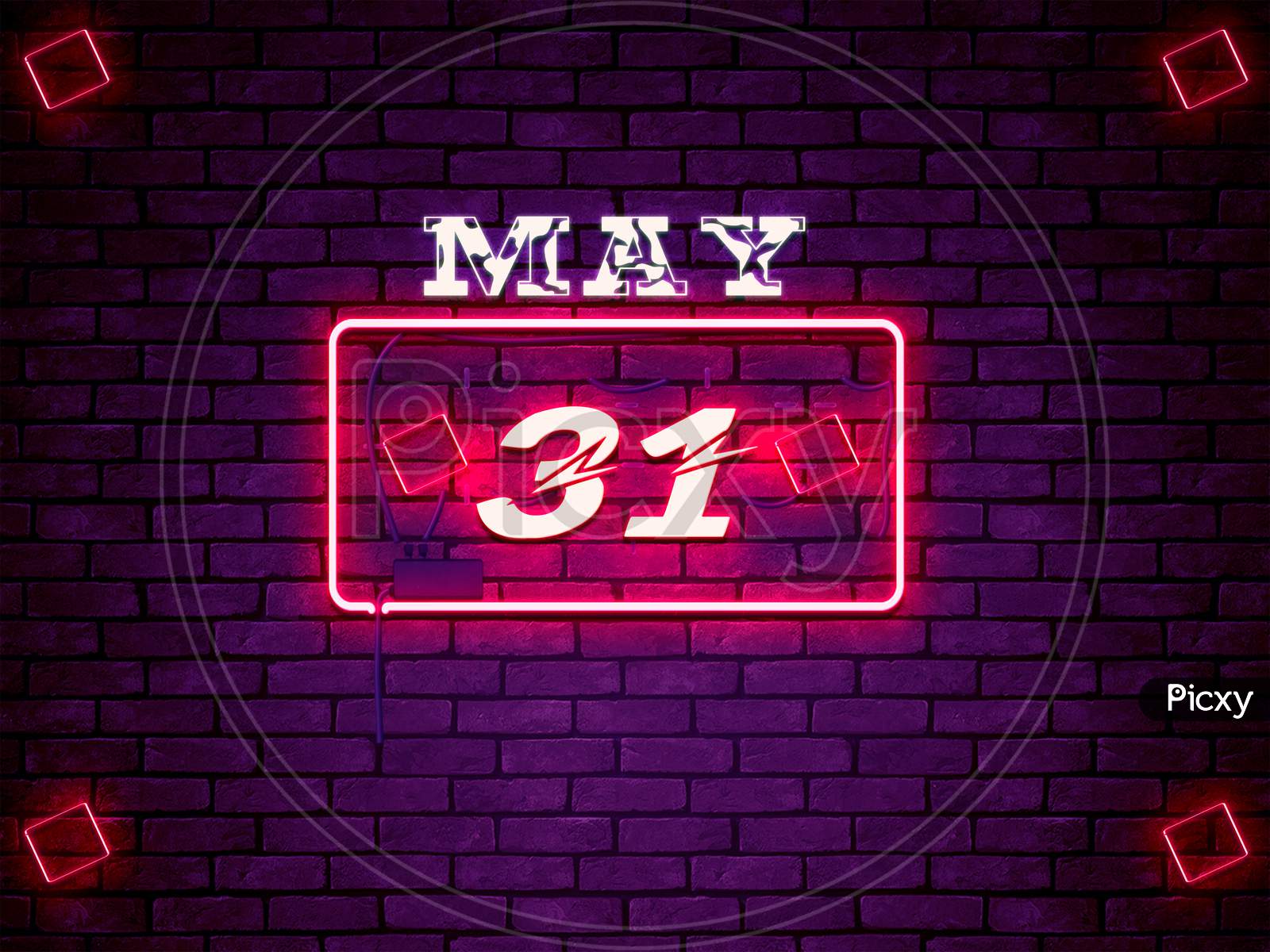 31 May, Monthly Calendar On Bricks Background