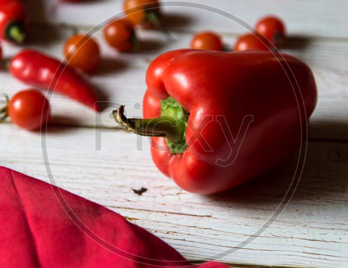 Close up of red bell pepper on a background