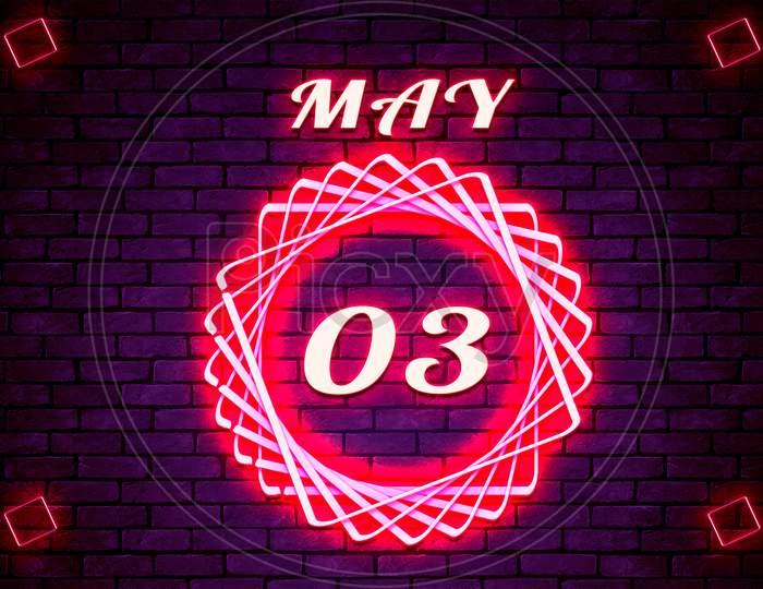 03 May, Monthly Calendar On Bricks Background