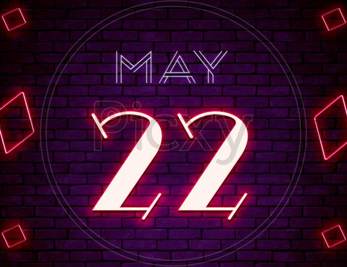22 May, Monthly Calendar On Bricks Background