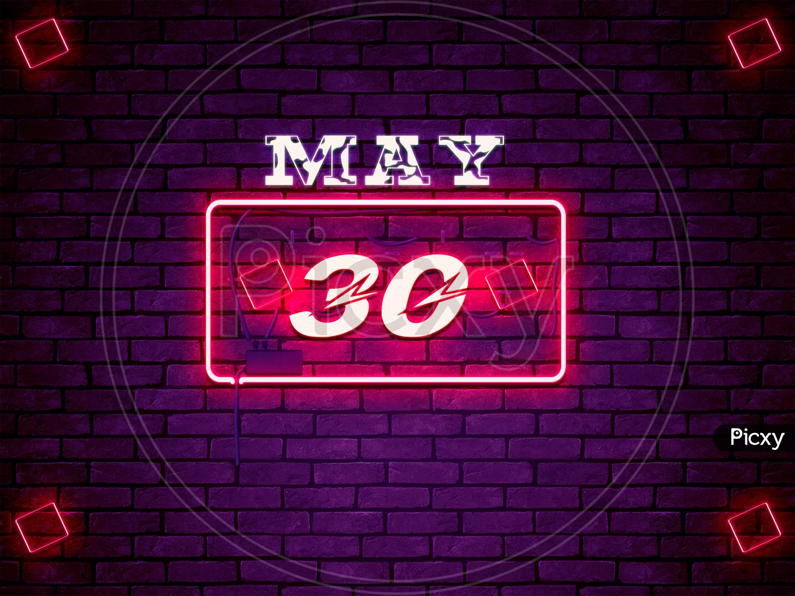 30 May, Monthly Calendar On Bricks Background